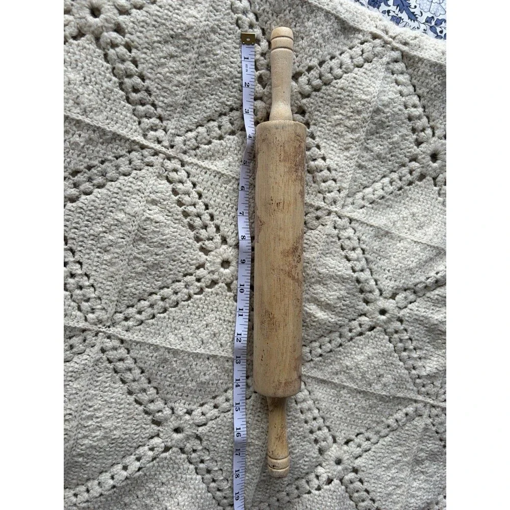 Wood Plain Rolling Pin With Handles Brown Solid/Plain vintage see pictures